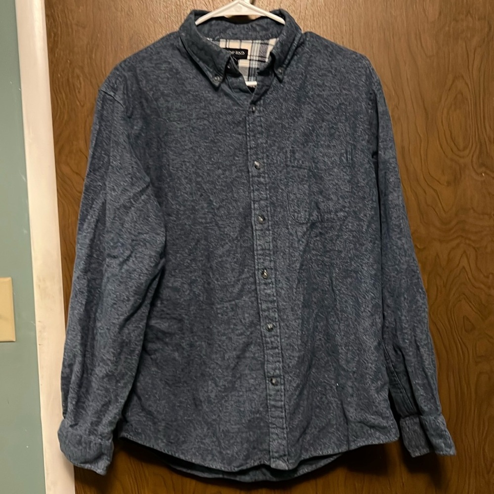 Men’s Lands End blue casual button down shirt size M 15-151/2